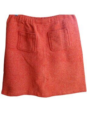 True Vintage Skirt 26W 26" 1960's PUMPKIN ORANGE ACRYLIC FLECK POCKETED MOD
